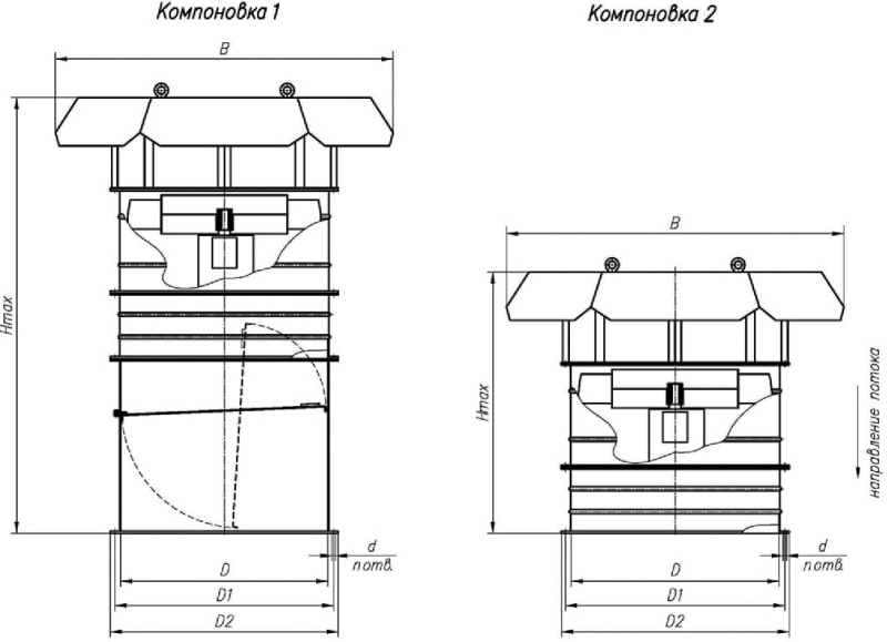 ВОКП 30-160-6,3 габаритные и присоединительные размеры вентилятора